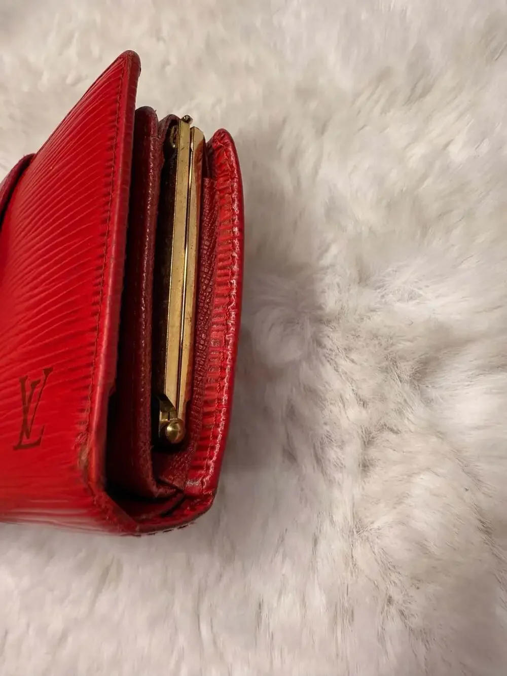 Louis Vuitton Castillan Red Epi Leather French Purse Wallet